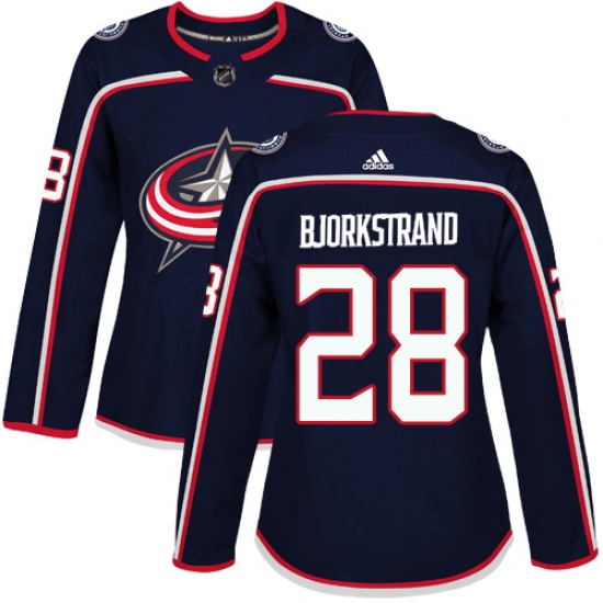 Women's Adidas Columbus Blue Jackets 28 Oliver Bjorkstrand Premier Navy Blue Home NHL Jersey