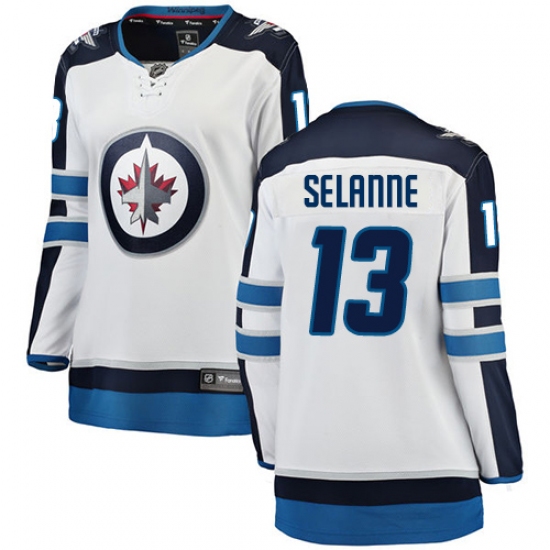 Women's Winnipeg Jets 13 Teemu Selanne Fanatics Branded White Away Breakaway NHL Jersey