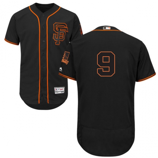 Men's Majestic San Francisco Giants 9 Brandon Belt Black Alternate Flex Base Authentic Collection MLB Jersey