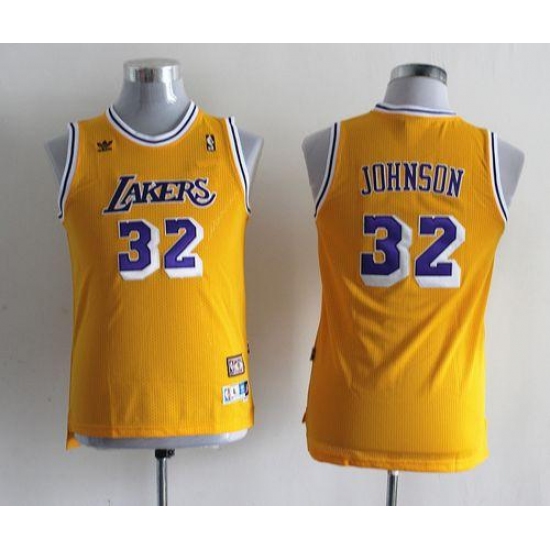 Youth Adidas Los Angeles Lakers 32 Magic Johnson Authentic Gold Throwback NBA Jersey