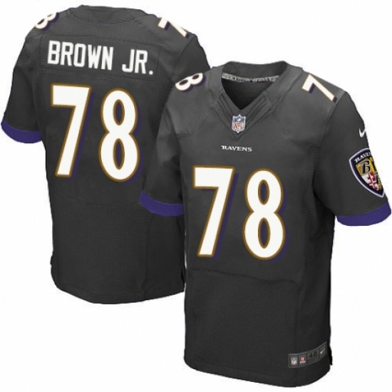 Men's Nike Baltimore Ravens 78 Orlando Brown Jr. Elite Black Alternate NFL Jersey