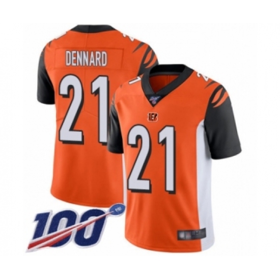 Men's Cincinnati Bengals 21 Darqueze Dennard Orange Alternate Vapor Untouchable Limited Player 100th Season Football Jersey
