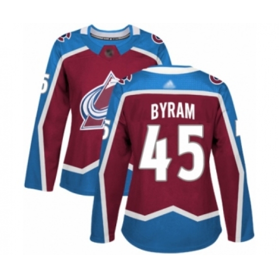 Women's Colorado Avalanche 45 Bowen Byram Authentic Burgundy Red Home Hockey Jersey