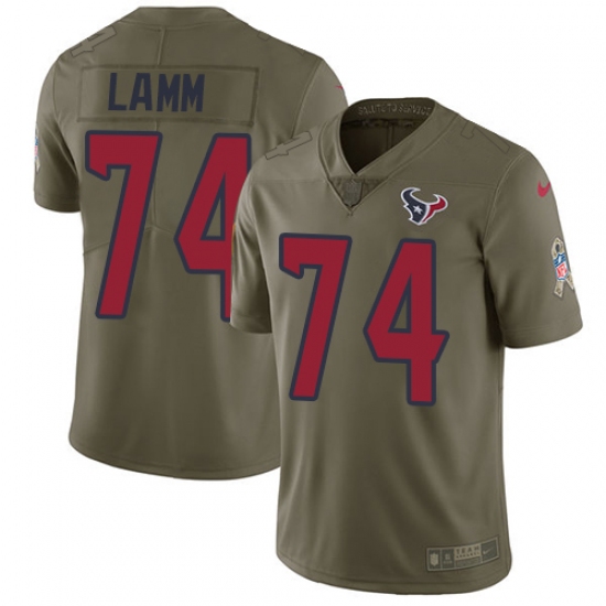 Men's Nike Houston Texans 74 Kendall Lamm Limited Olive 2017 Salute to Service NFL Jersey