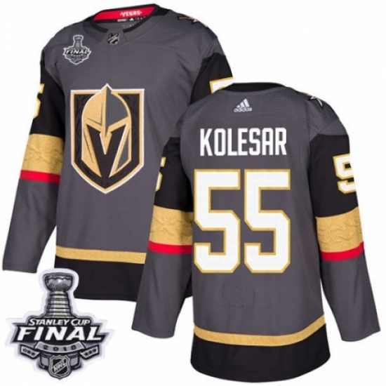 Youth Adidas Vegas Golden Knights 55 Keegan Kolesar Authentic Gray Home 2018 Stanley Cup Final NHL Jersey