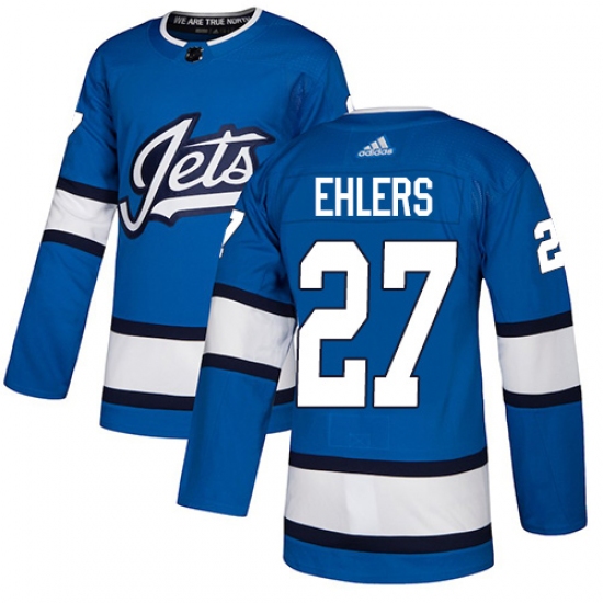 Men's Adidas Winnipeg Jets 27 Nikolaj Ehlers Authentic Blue Alternate NHL Jersey