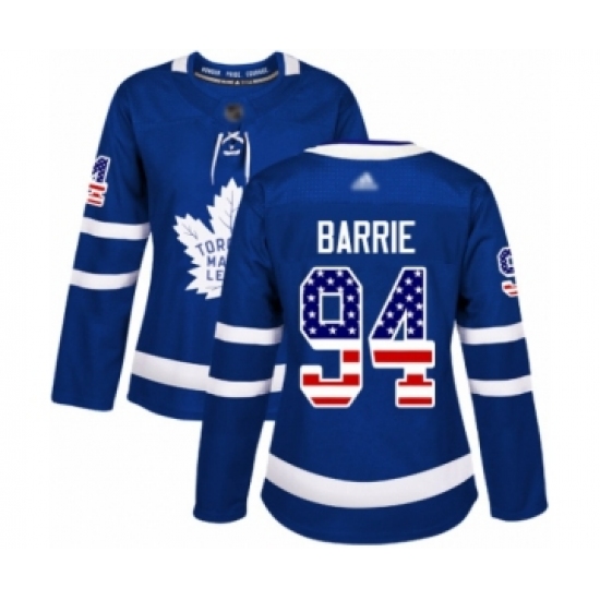 Women's Toronto Maple Leafs 94 Tyson Barrie Authentic Royal Blue USA Flag Fashion Hockey Jersey