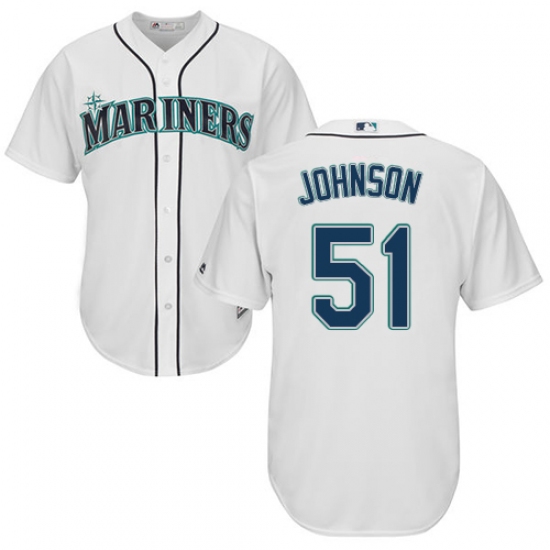 Men's Majestic Seattle Mariners 51 Randy Johnson Replica White Home Cool Base MLB Jersey