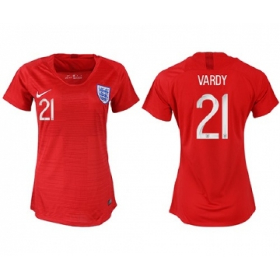 Women's England 21 Vardy Away Soccer Country Jersey
