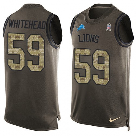 Men's Nike Detroit Lions 59 Tahir Whitehead Limited Green Salute to Service Tank Top NFL Jersey