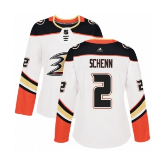 Women's Adidas Anaheim Ducks 2 Luke Schenn Authentic White Away NHL Jersey