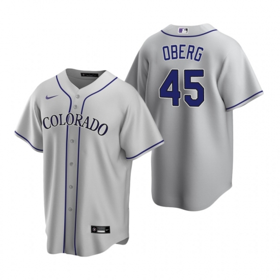 Men's Nike Colorado Rockies 45 Scott Oberg Gray Road Stitched Baseball Jersey