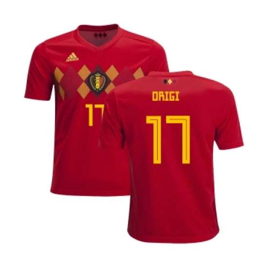 Belgium 17 Origi Home Kid Soccer Country Jersey