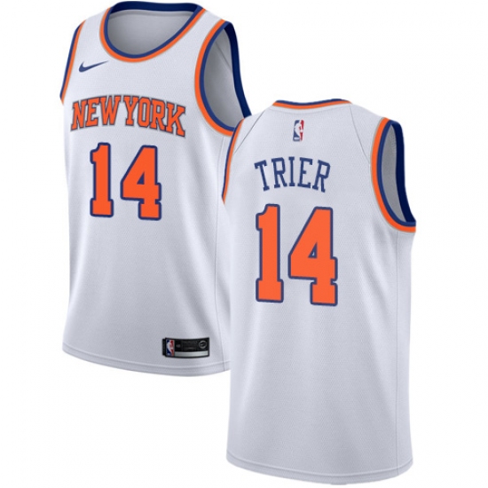 Women's Nike New York Knicks 14 Allonzo Trier Swingman White NBA Jersey - Association Edition