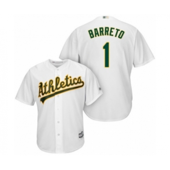 Youth Oakland Athletics 1 Franklin Barreto Authentic White Home Cool Base Baseball Player Jersey