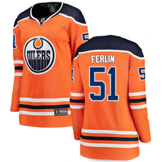 Women's Edmonton Oilers 51 Brian Ferlin Fanatics Branded Orange Home Breakaway NHL Jersey