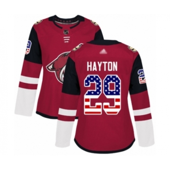 Women's Arizona Coyotes 29 Barrett Hayton Authentic Red USA Flag Fashion Hockey Jersey