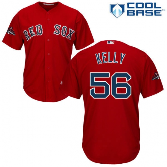 Youth Majestic Boston Red Sox 56 Joe Kelly Authentic Red Alternate Home Cool Base 2018 World Series Champions MLB Jersey