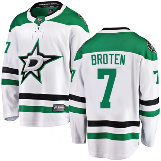 Men's Dallas Stars 7 Neal Broten Fanatics Branded White Away Breakaway NHL Jersey