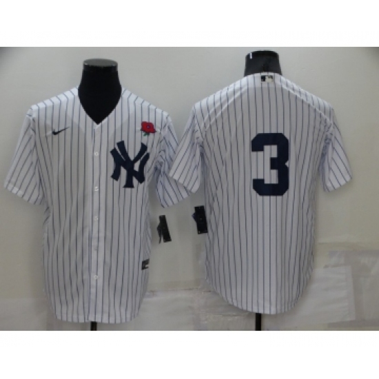 Men's New York Yankees 3 Babe Ruth White No Name Stitched Rose Nike Cool Base Throwback Jersey