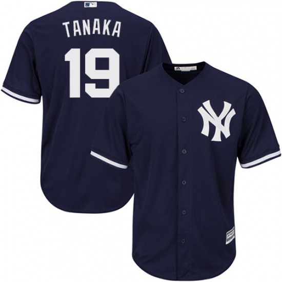 Men's Majestic New York Yankees 19 Masahiro Tanaka Replica Navy Blue Alternate MLB Jersey
