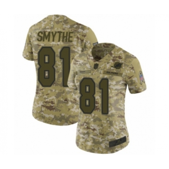 Women's Miami Dolphins 81 Durham Smythe Limited Camo 2018 Salute to Service Football Jersey