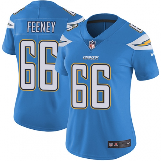 Women's Nike Los Angeles Chargers 66 Dan Feeney Elite Electric Blue Alternate NFL Jersey