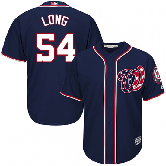 Youth Majestic Washington Nationals 54 Kevin Long Authentic Navy Blue Alternate 2 Cool Base MLB Jersey