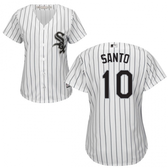 Women's Majestic Chicago White Sox 10 Ron Santo Replica White Home Cool Base MLB Jersey