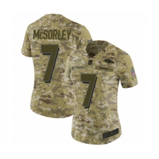 Women's Baltimore Ravens 7 Trace McSorley Limited Camo 2018 Salute to Service Football Jersey