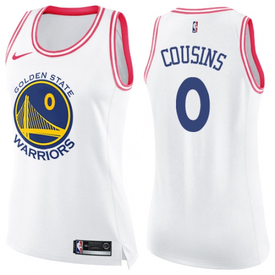 Women's Nike Golden State Warriors 0 DeMarcus Cousins White Pink NBA Swingman Fashion Jersey