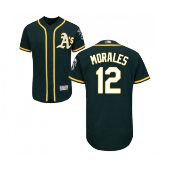 Men's Oakland Athletics 12 Kendrys Morales Green Alternate Flex Base Authentic Collection Baseball Jersey