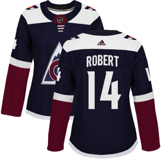 Women's Adidas Colorado Avalanche 14 Rene Robert Authentic Navy Blue Alternate NHL Jersey