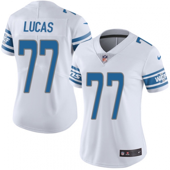 Women's Nike Detroit Lions 77 Cornelius Lucas Limited White Vapor Untouchable NFL Jersey