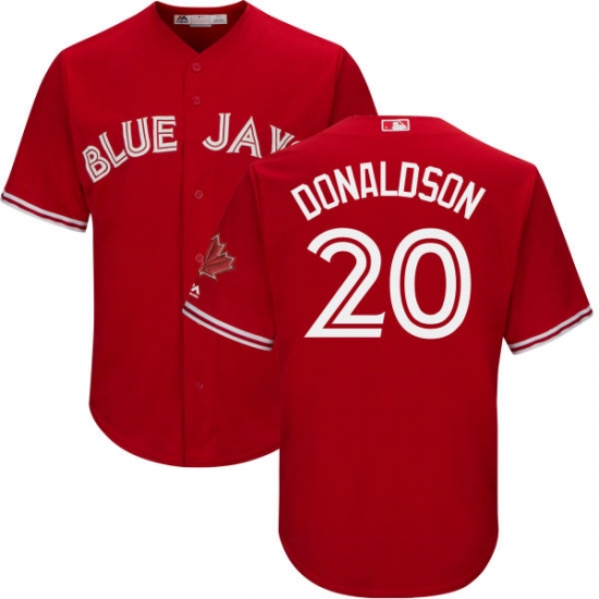 Men's Majestic Toronto Blue Jays 20 Josh Donaldson Replica Scarlet Alternate Cool Base MLB Jersey