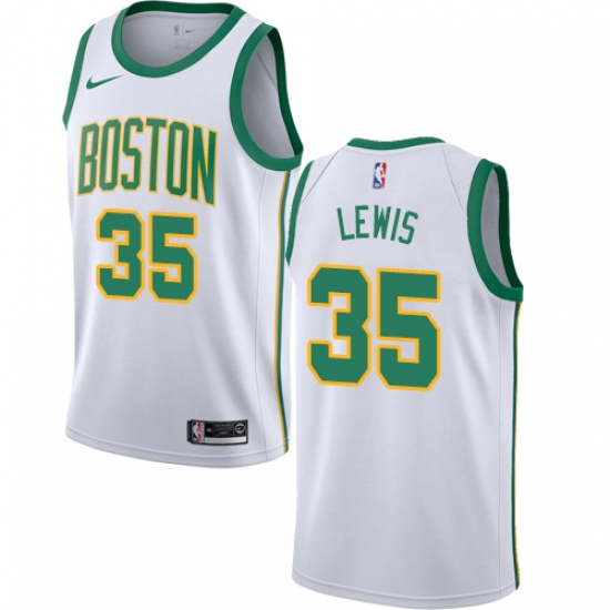 Women's Nike Boston Celtics 35 Reggie Lewis Swingman White NBA Jersey - City Edition