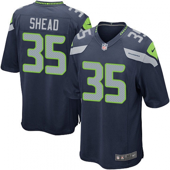 Men's Nike Seattle Seahawks 35 DeShawn Shead Game Steel Blue Team Color NFL Jersey