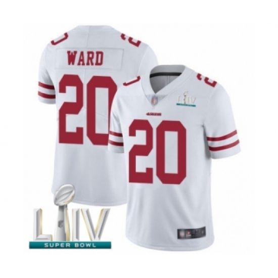 Men's San Francisco 49ers 20 Jimmie Ward White Vapor Untouchable Limited Player Super Bowl LIV Bound Football Jersey