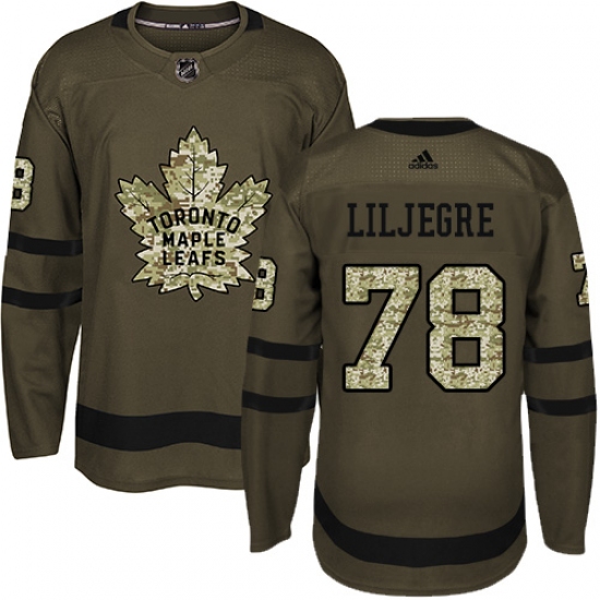 Men's Adidas Toronto Maple Leafs 78 Timothy Liljegren Authentic Green Salute to Service NHL Jersey