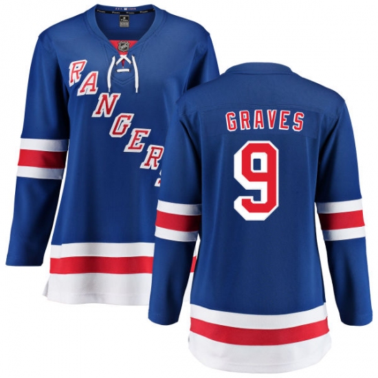 Women's New York Rangers 9 Adam Graves Fanatics Branded Royal Blue Home Breakaway NHL Jersey