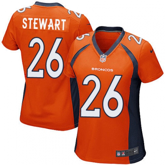 Women's Nike Denver Broncos 26 Darian Stewart Game Orange Team Color NFL Jersey