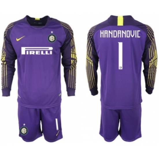 Inter Milan 1 Handanovic Purple Goalkeeper Long Sleeves Soccer Club Jersey