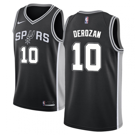 Men's Nike San Antonio Spurs 10 DeMar DeRozan Swingman Black NBA Jersey - Icon Edition