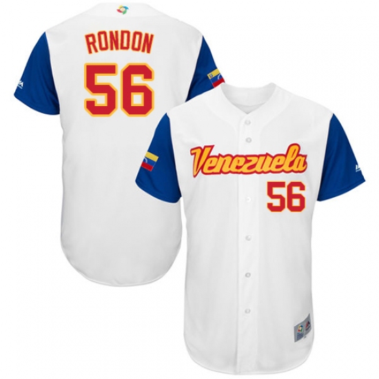 Men's Venezuela Baseball Majestic 56 Hector Rondon White 2017 World Baseball Classic Authentic Team Jersey