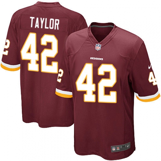 Men's Nike Washington Redskins 42 Charley Taylor Game Burgundy Red Team Color NFL Jersey