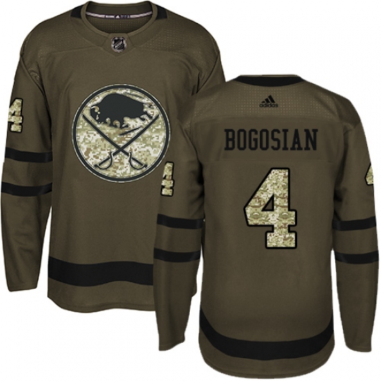 Men's Adidas Buffalo Sabres 4 Zach Bogosian Authentic Green Salute to Service NHL Jersey