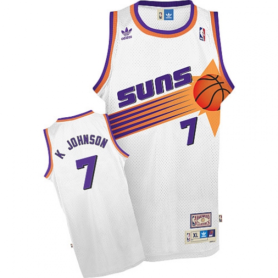 Men's Adidas Phoenix Suns 7 Kevin Johnson Swingman White Throwback NBA Jersey