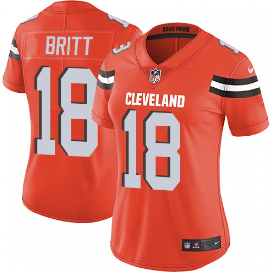 Women's Nike Cleveland Browns 18 Kenny Britt Orange Alternate Vapor Untouchable Limited Player NFL Jersey