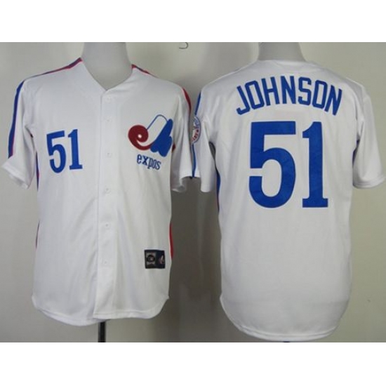 Mitchell And Ness Expos 51 Randy Johnson White Throwback Stitched Baseball Jersey