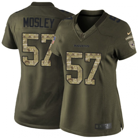 Women's Nike Baltimore Ravens 57 C.J. Mosley Elite Green Salute to Service NFL Jersey